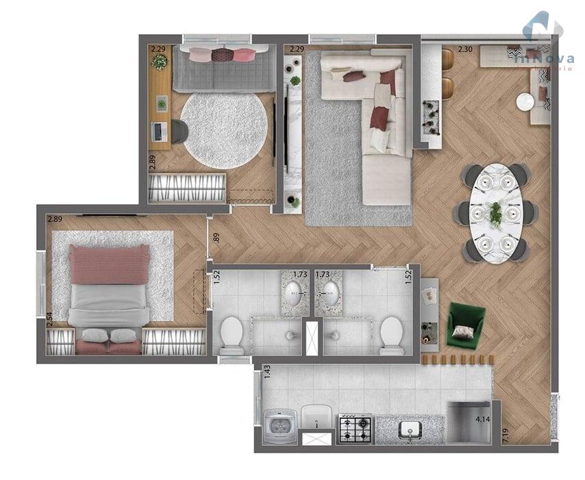 Planta 07 - 2 dorm 57 59m - opo 1