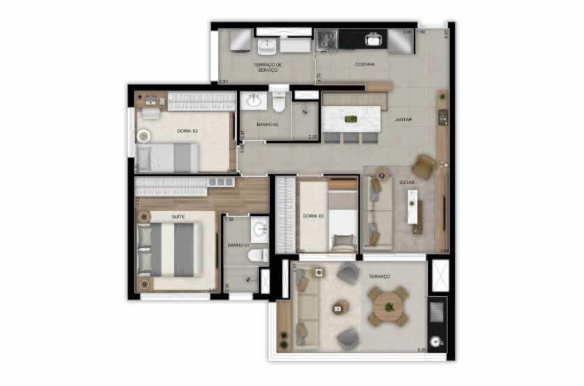 PLANTA 88M2 3 DORMS.