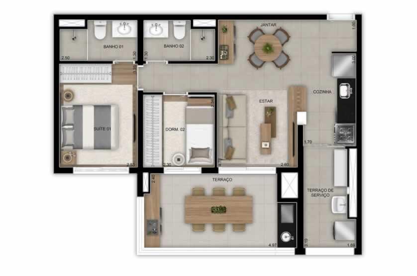 PLANTA 88M2 LIVING AMPLIADO