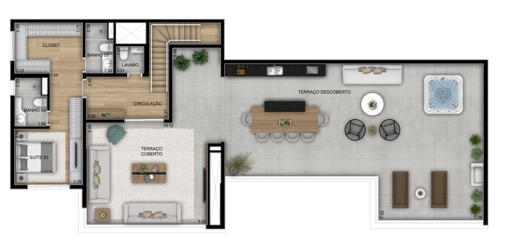 Planta 11 - 3 dorm 283m - cobertura duplex - superior