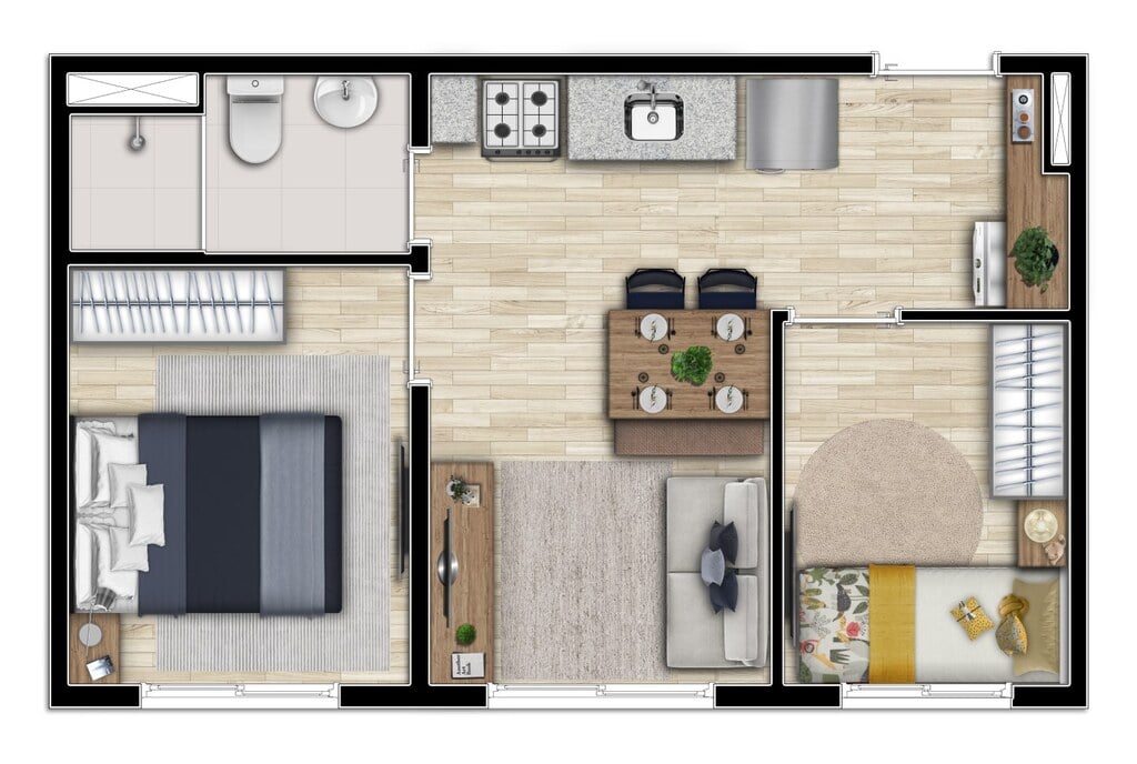 Planta 02 - 2 dorm 32,79m