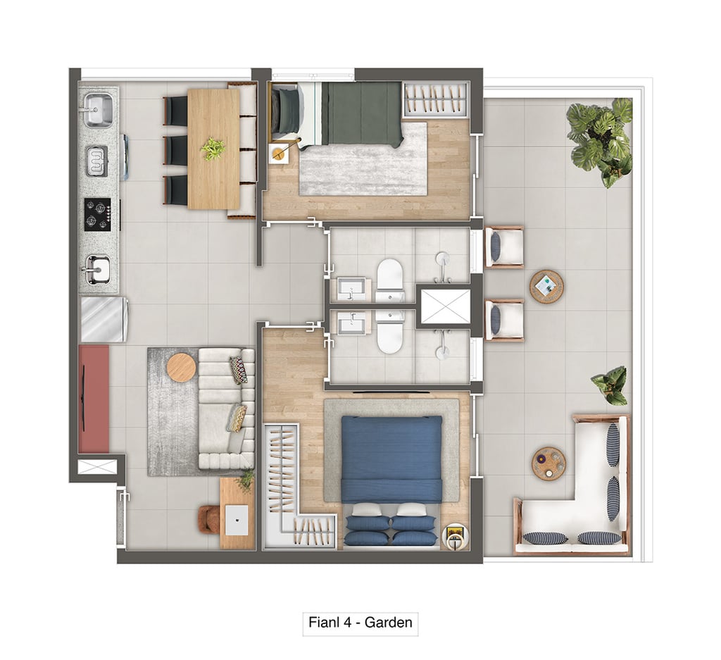 Planta 06 - 2 dorm 56,23m - garden