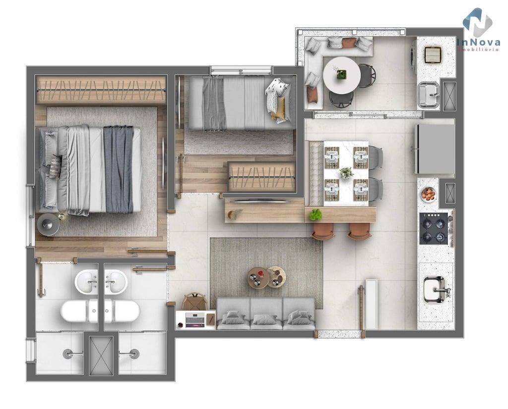 Planta 04 - 2 dorm 42 57m