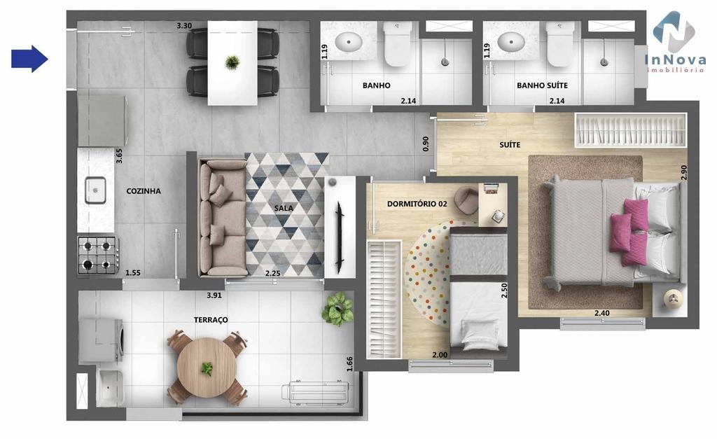 Planta 05 - 2 dorm 44,79m