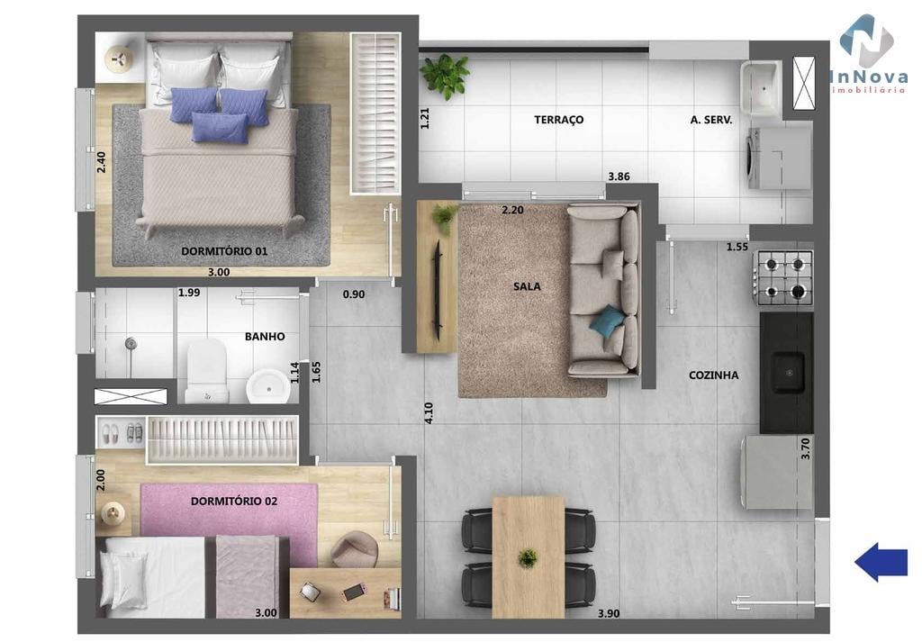 Planta 04 - 2 dorm 42,27m