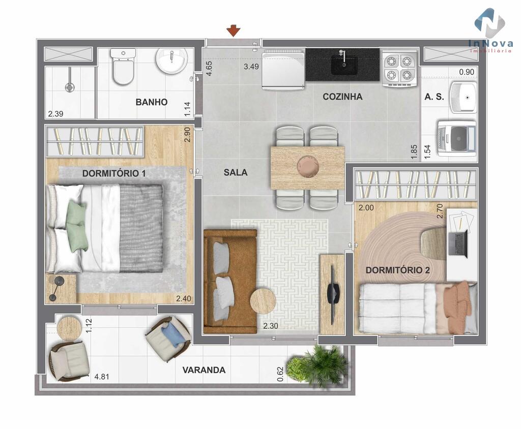 Planta 02 - 2 dorm 39,49m