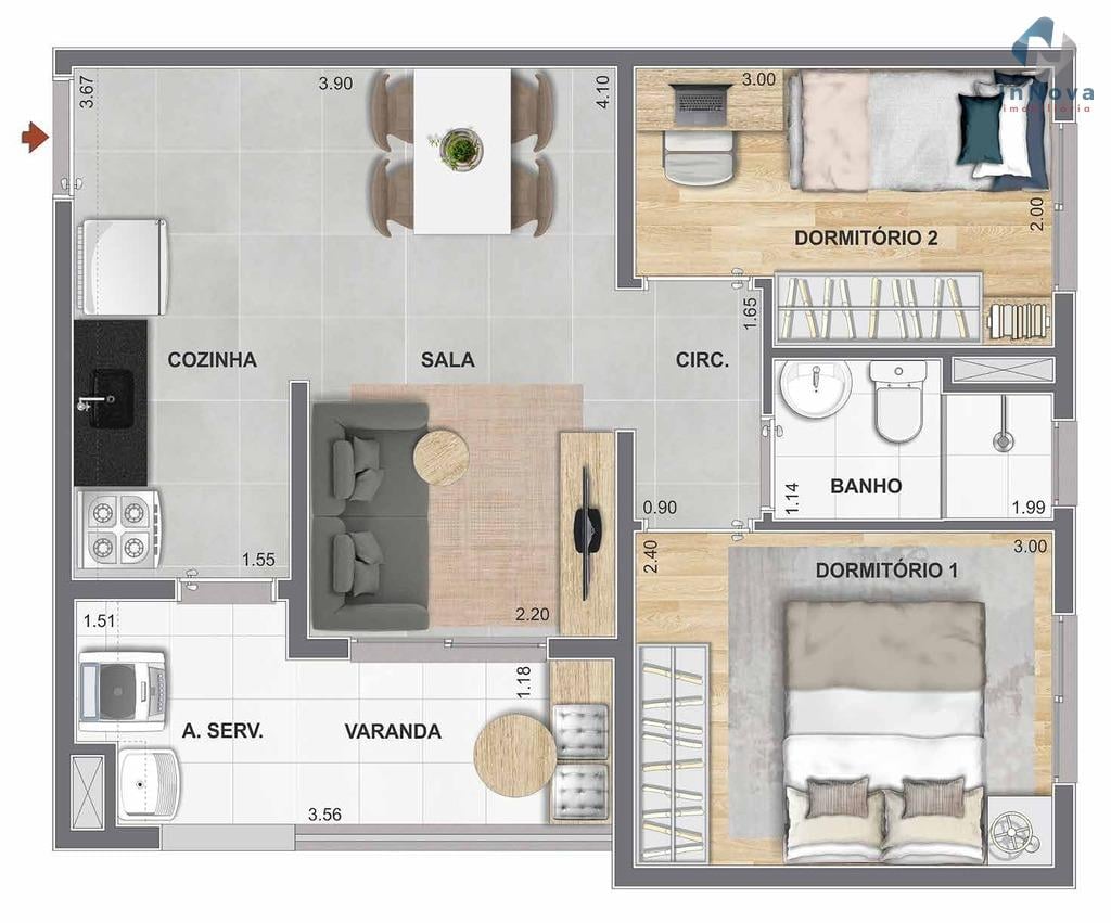 Planta 03 - 2 dorm 42,26m