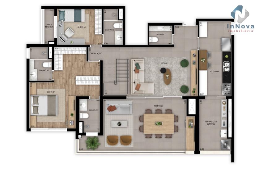 Planta 12 - 3 dorm 245m - cobertura duplex - inferior