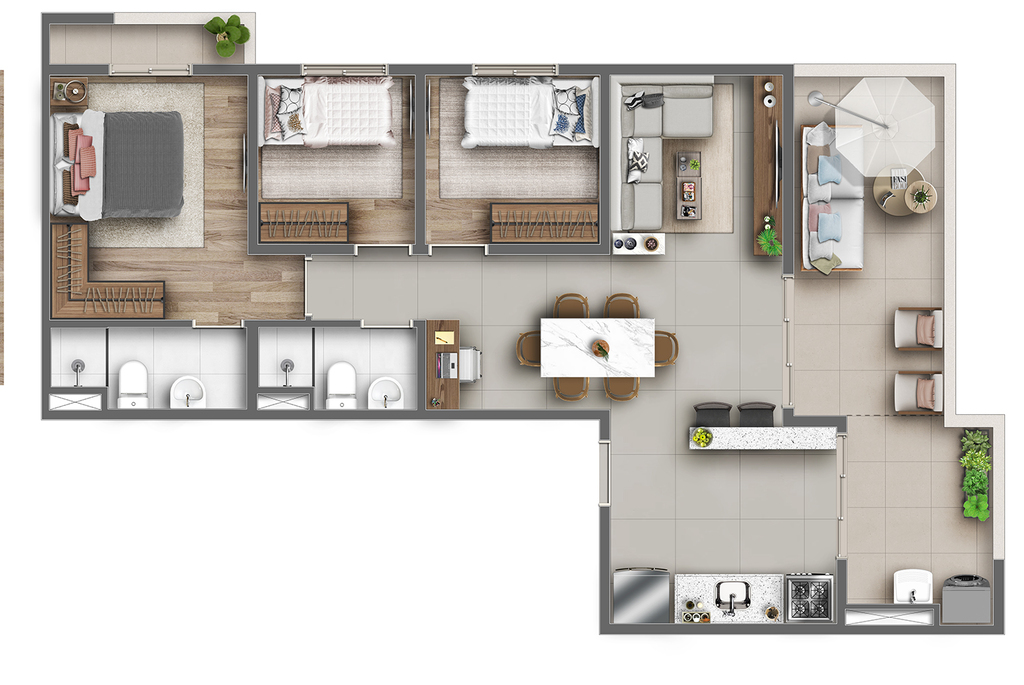 Planta 18 - 3 dorm 80 84m - cobertura horizontal