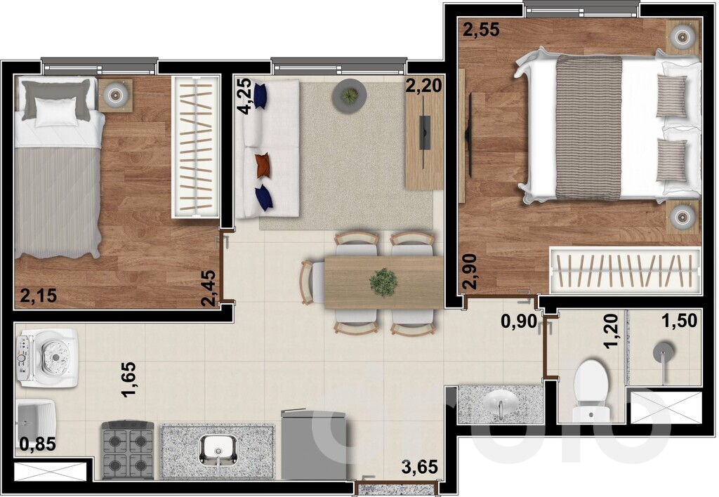 Planta 03 - 2 dorm 33 19m