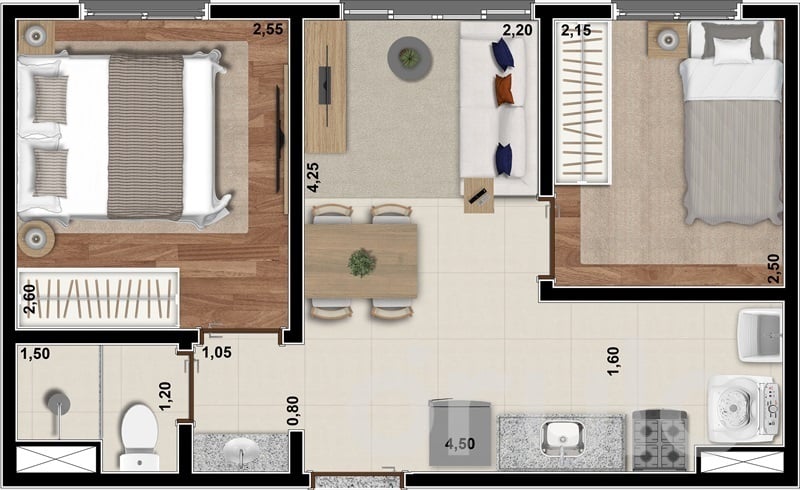 Planta 06 - 2 dorm 33 59m