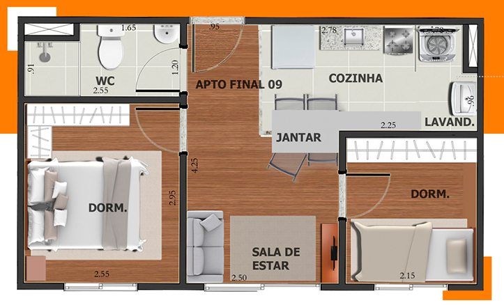 Planta 04 - 2 dorm 39 20m