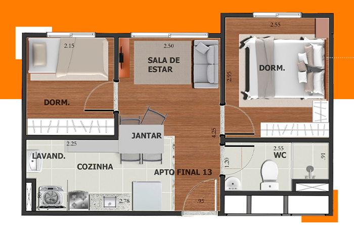 Planta 01 - 2 dorm 34 02m