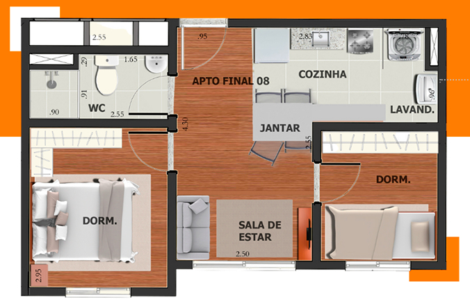 Planta 03 - 2 dorm 35 95m