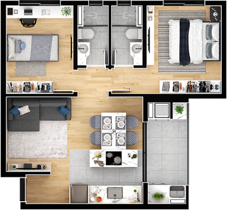 Planta 04 - 2 dorm 55 55m