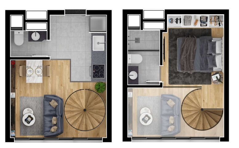 Planta 03 - 1 dorm 38 11m - loft