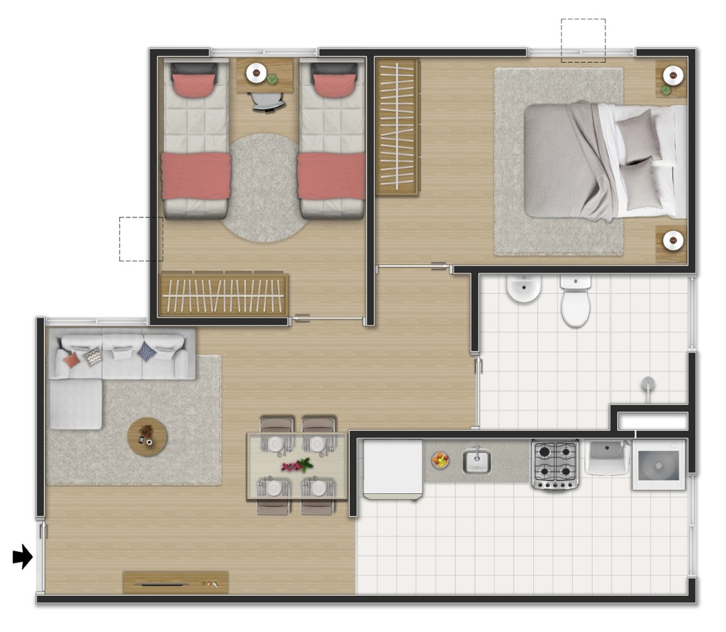 Planta 04 - 2 dorm 44,23m