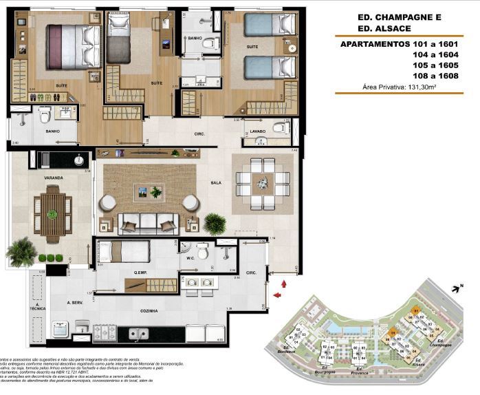 Planta 01 - 3 dorm 131 30m