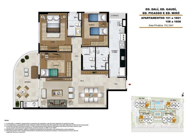 Planta 04 - 3 dorm 115 15m