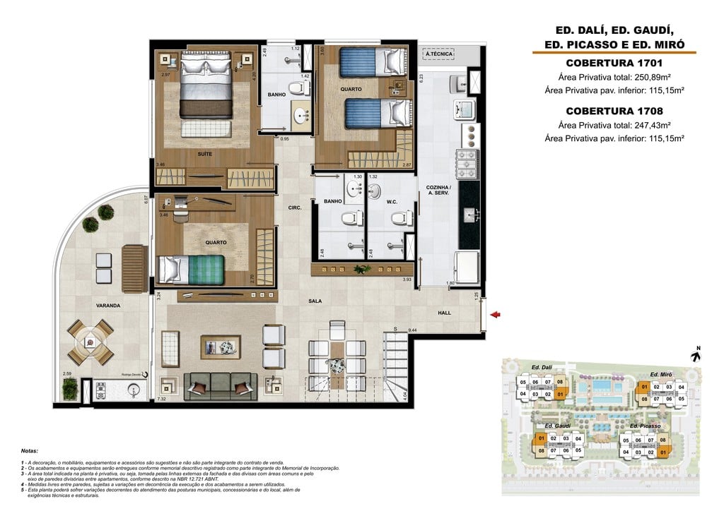 Planta 10 - 4 dorm 247 43m - cobertura