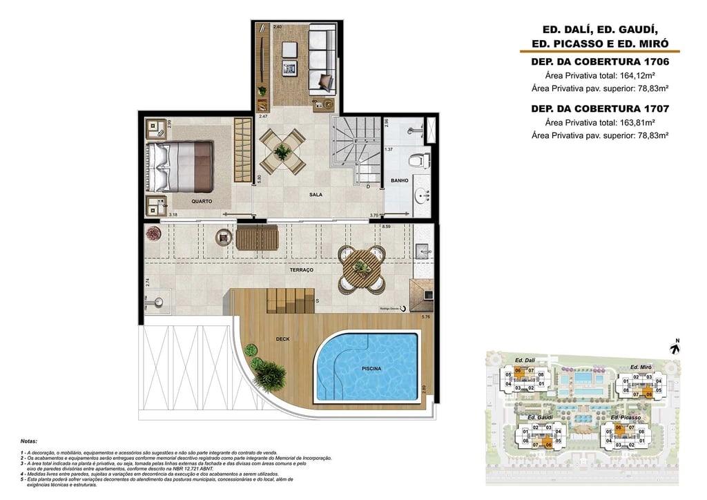 Planta 15 - 3 dorm 163 81m - cobertura