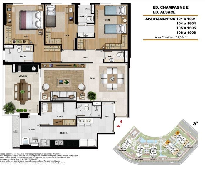 Planta 01 - 3 dorm 131 30m