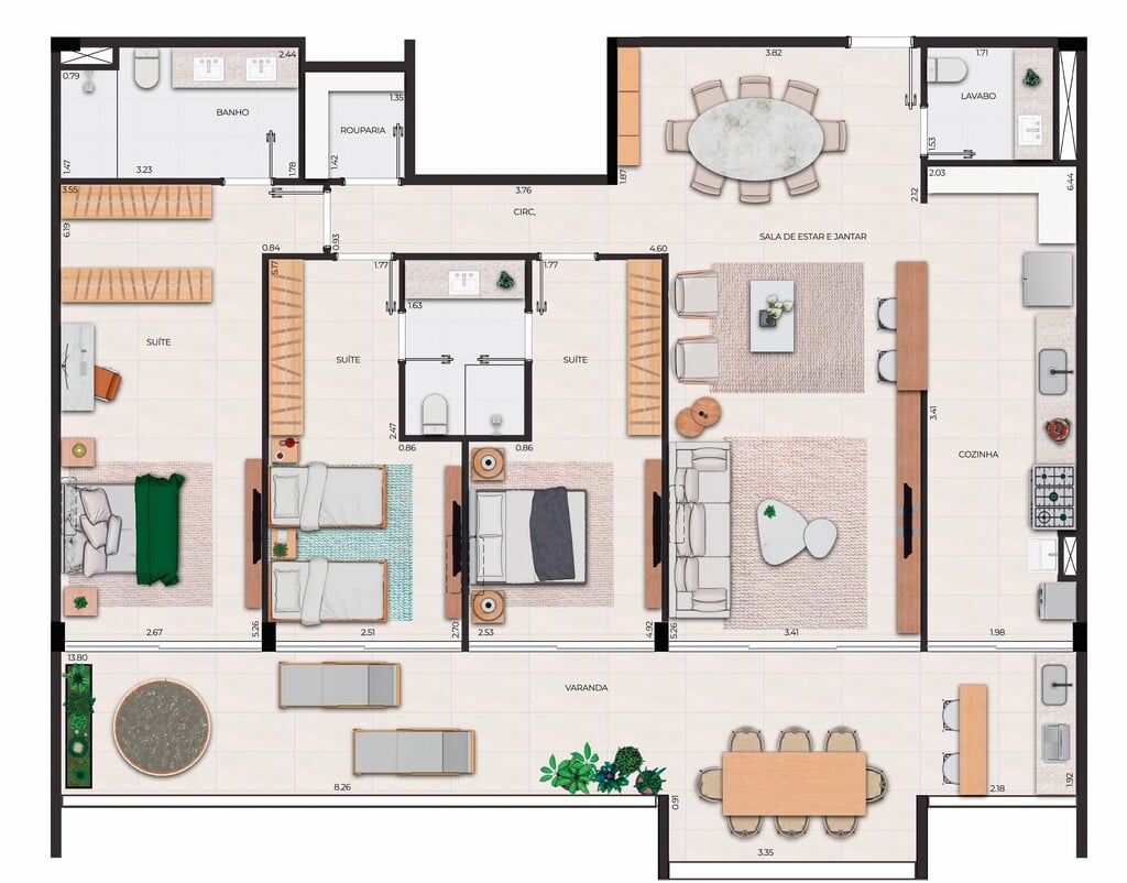 Planta 07 - 3 dorm 146,92m