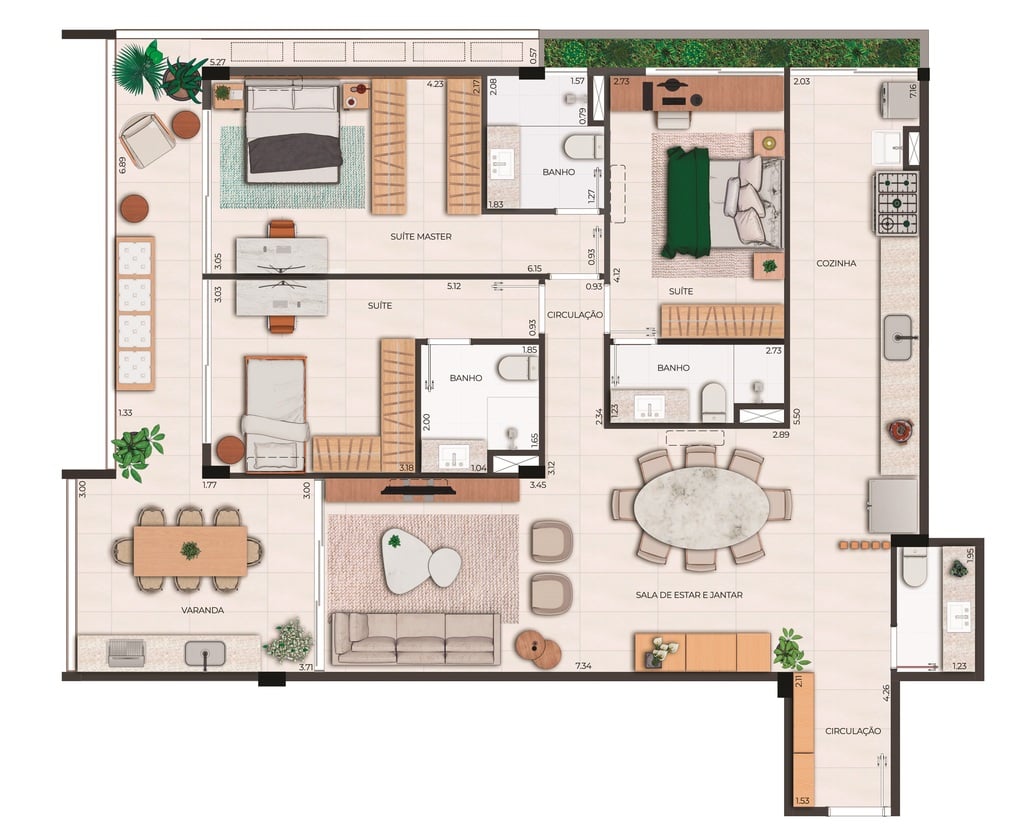 Planta 06 - 3 dorm 137,57m