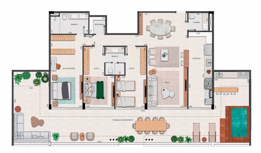 Planta 08 - 3 dorm 192,83m - cobertura horizontal