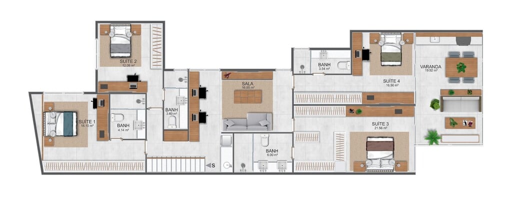 Planta 03 - 4 dorm 270m - cobertura duplex - inferior