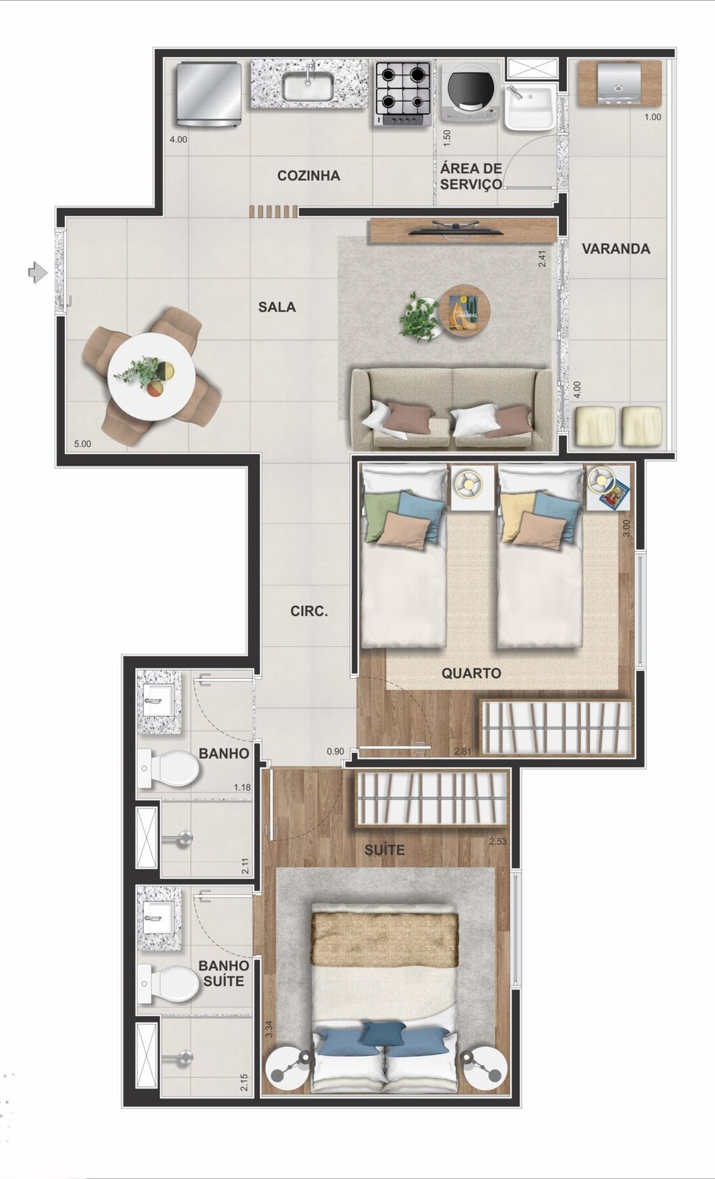 Planta 04 - 2 dorm 48,90m