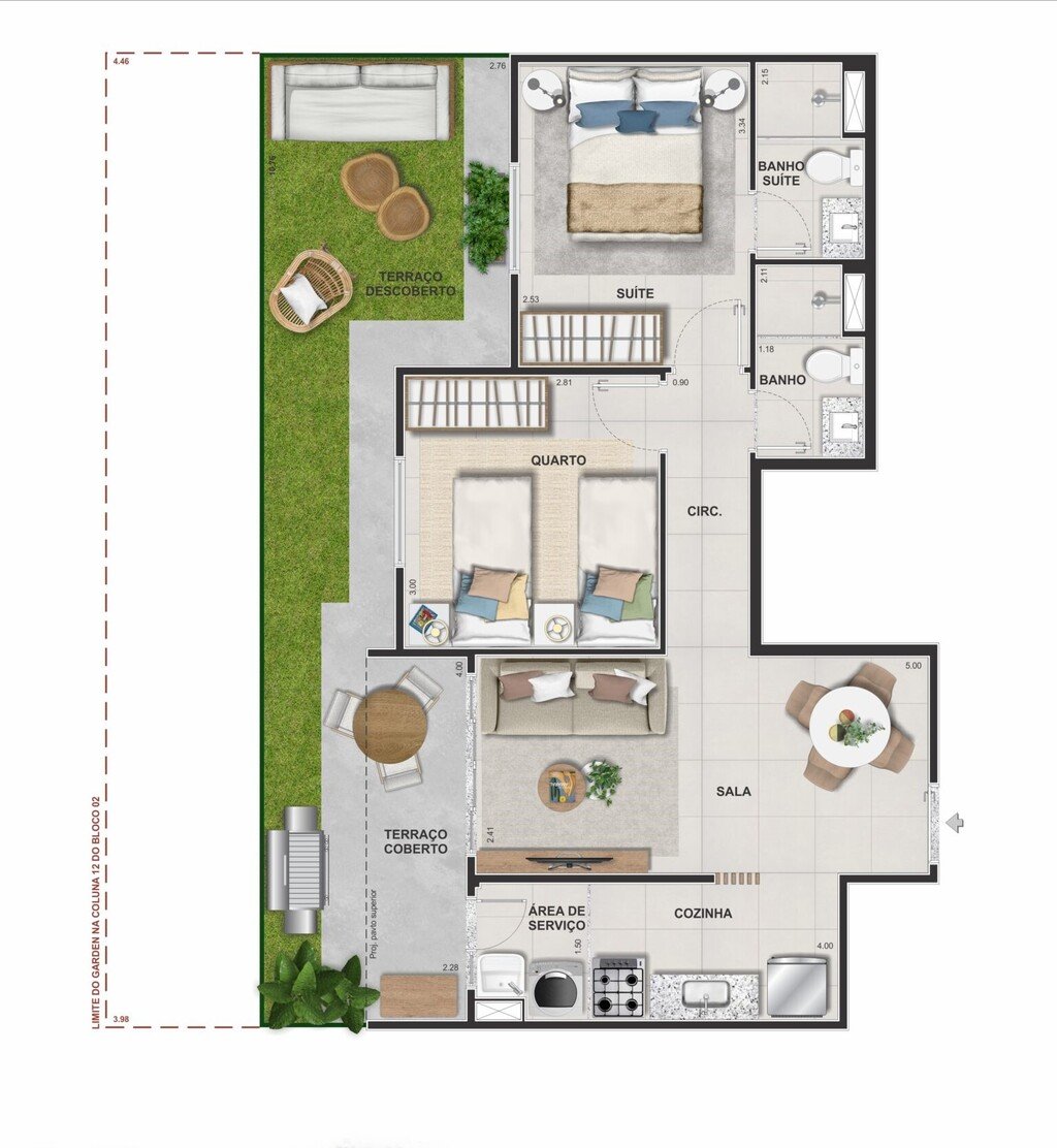 Planta 06 - 2 dorm 72,54m - garden