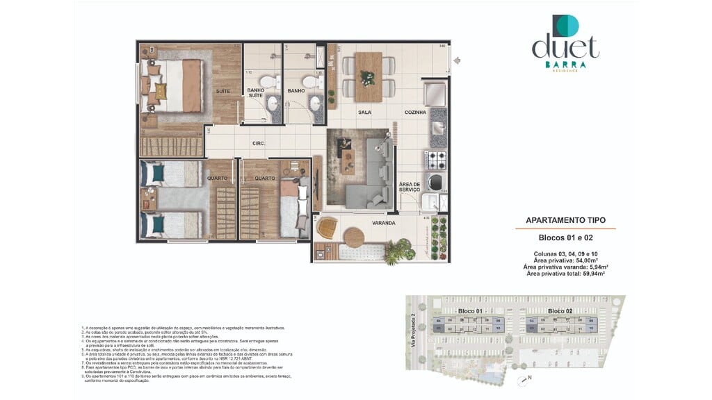 Planta 05 - 3 dorm 54m