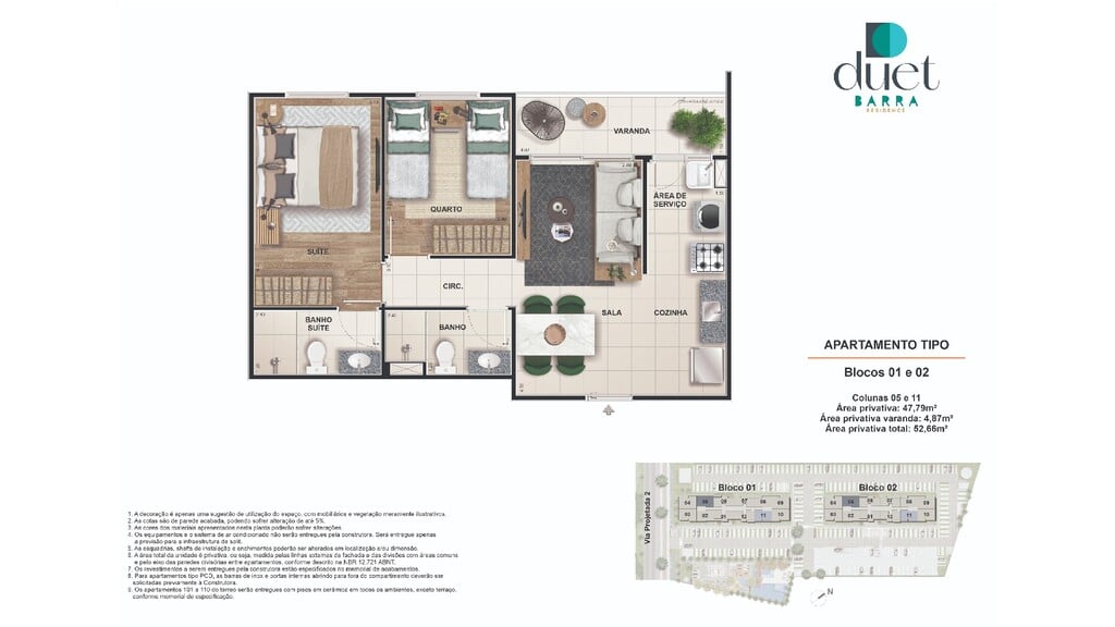 Planta 02 - 2 dorm 47 79m