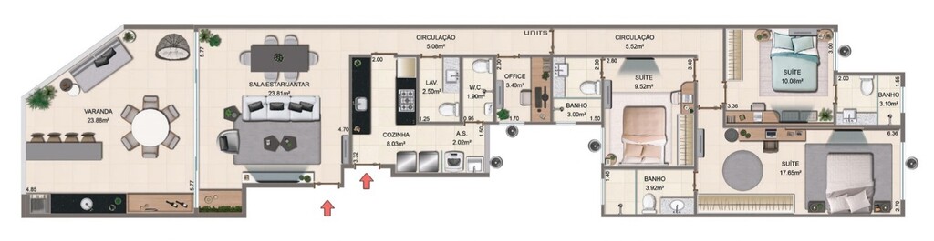 Planta 01 - 3 dorm 137 53m