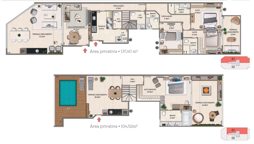 Planta 05 - 4 dorm 241 92m - cobertura duplex - opo