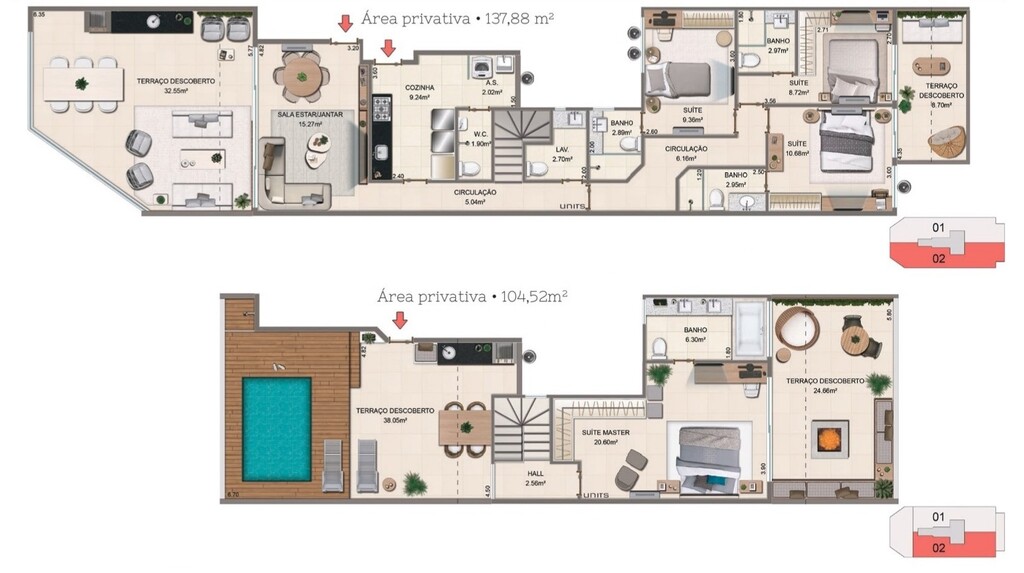 Planta 06 - 4 dorm 242 40m - cobertura duplex - opo