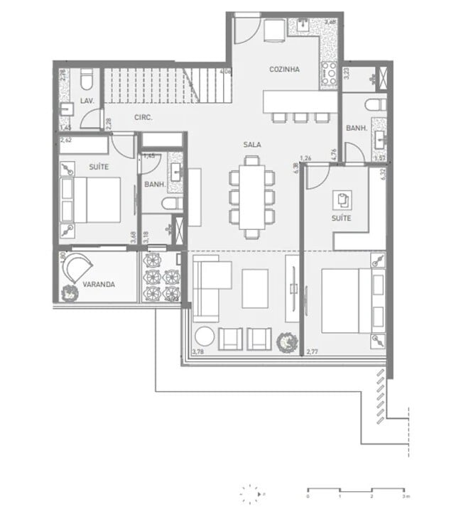 Planta 07 - 3 dorm 290,10m - cobertura duplex - inferior