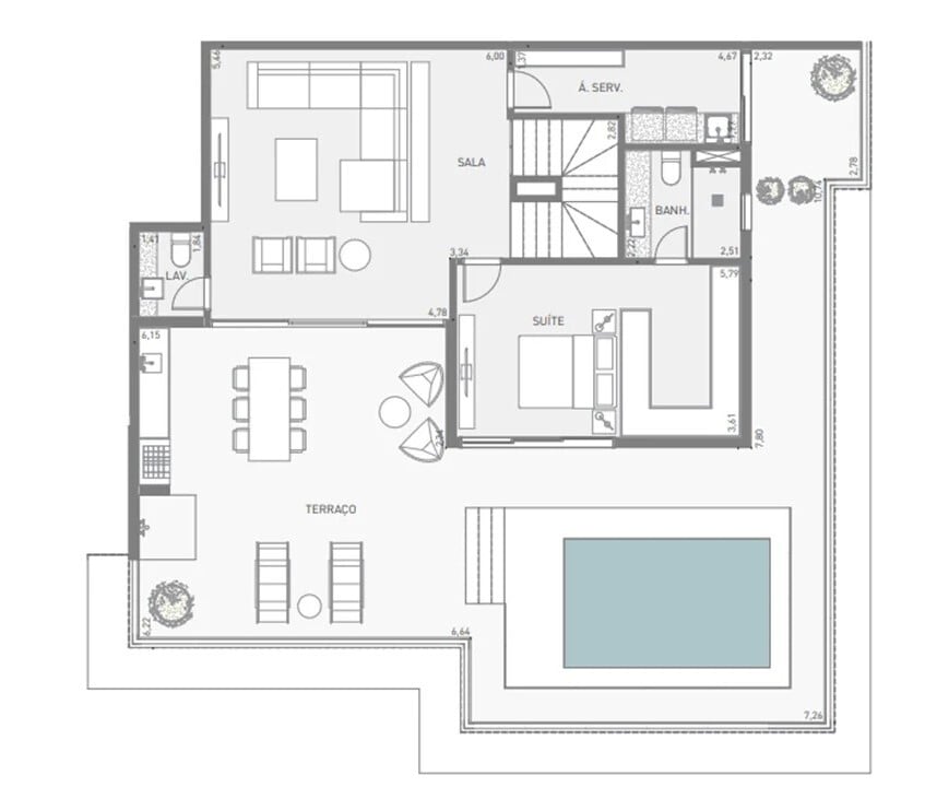 Planta 06 - 3 dorm 265,90m - cobertura duplex - superior