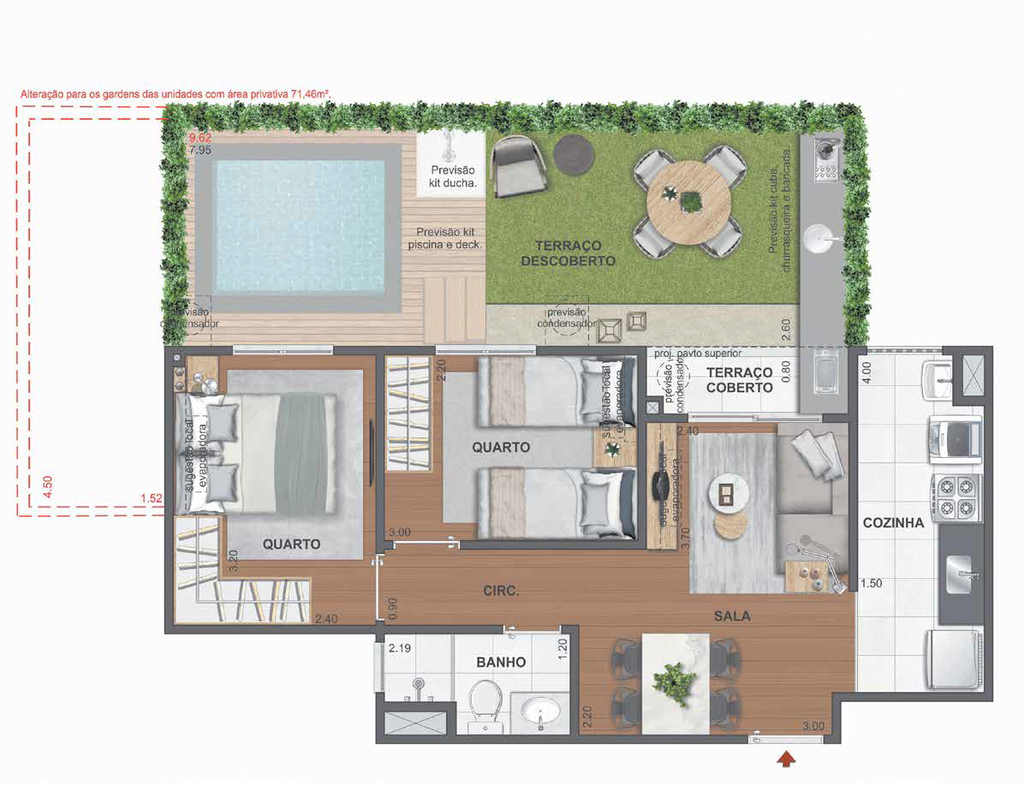 Planta 04 - 2 dorm - 64,02m - garden