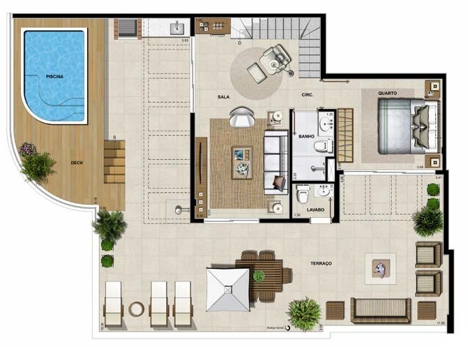 Planta 19 - 4 dorm 248,20m - cobertura duplex - superior