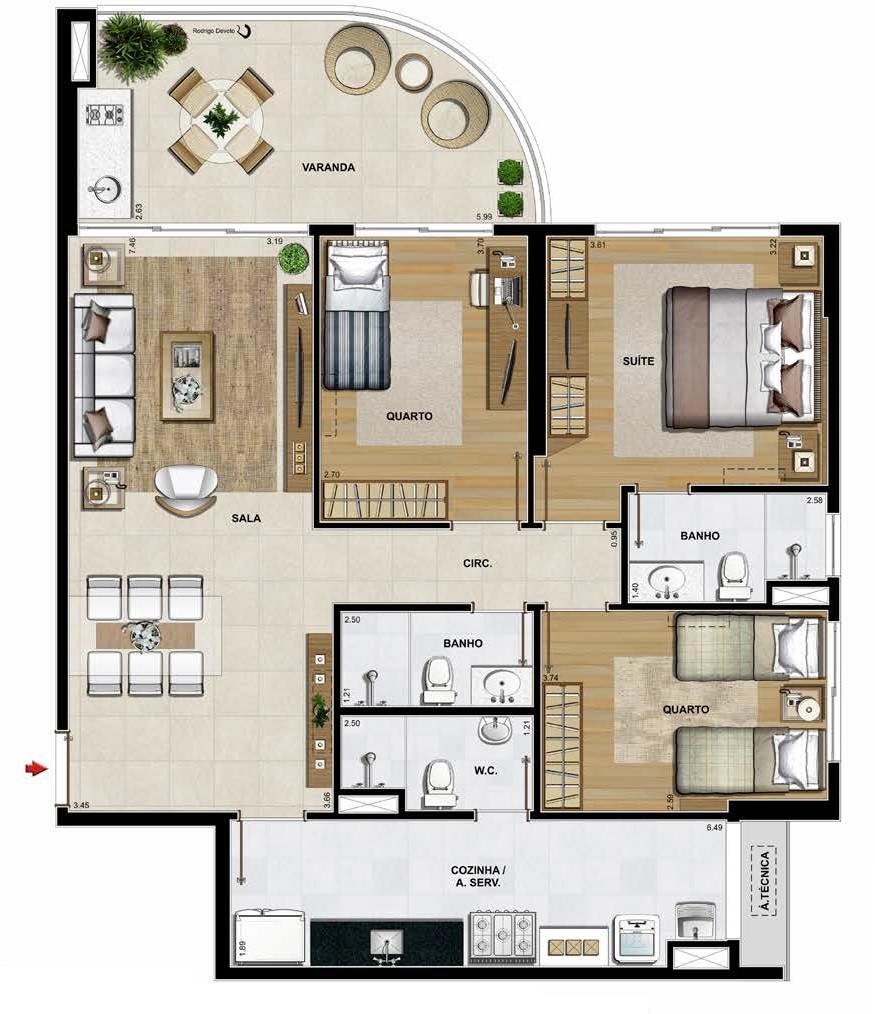 Planta 02 - 3 dorm 110 04m