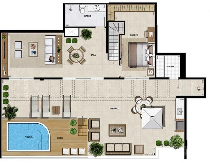 Planta 27 - 4 dorm 265 73m - cobertura duplex - superior