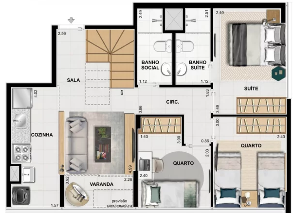 Planta 11 - 3 dorm 117 54m - duplex - inferior