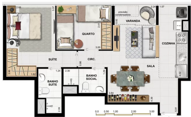 Planta 03 - 2 dorm 55 65m