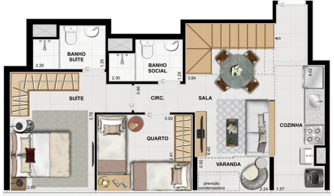 Planta 09 - 2 dorm 98 99m - duplex - inferior