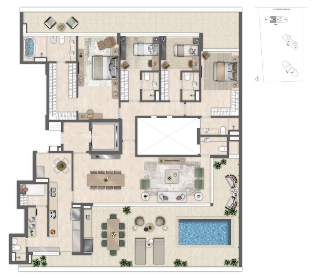 Planta 10 - 4 dorm 290 36m - cobertura horizontal