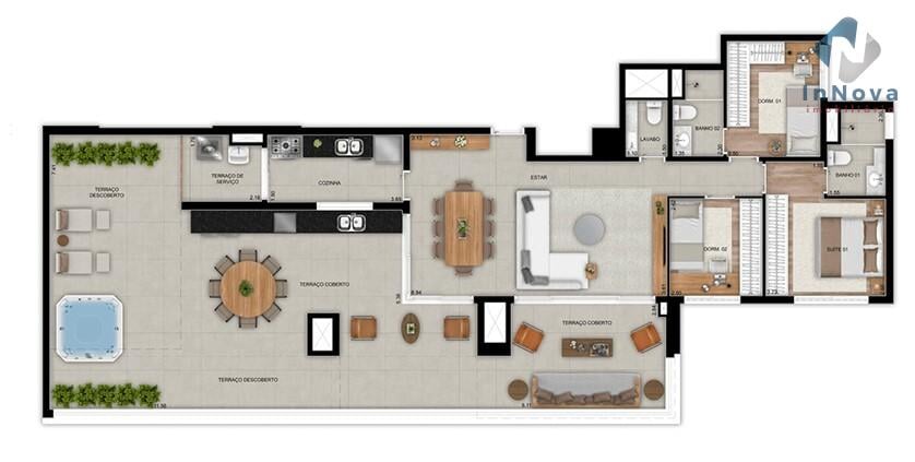 Planta 07 - 3 dorm 172,74m - cobertura horizontal