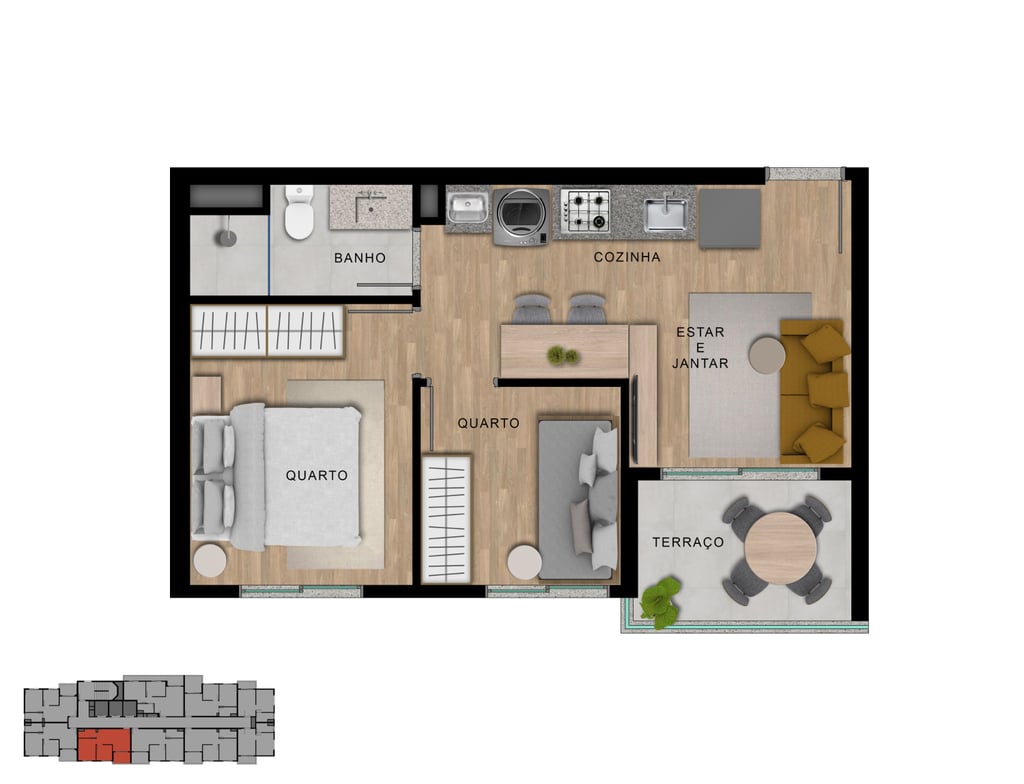 Planta 04 - 2 dorm 37,73m