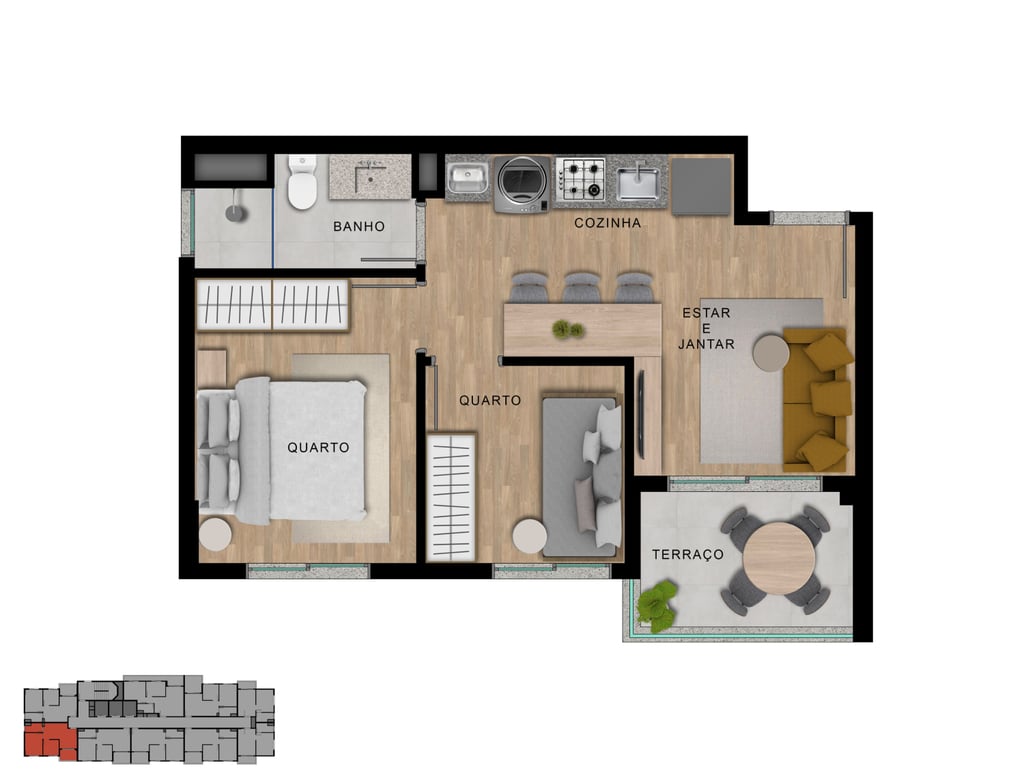 Planta 03 - 2 dorm 37,73m